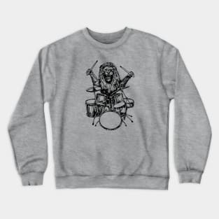 SEEMBO Lion Playing Drums Drummer Musician Drumming Fun Band Crewneck Sweatshirt